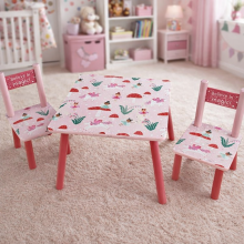 Wooden Table and 2 Chairs Kids Set Sturdy Furniture for Toddlers
