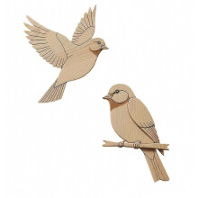 Decorazione murale con uccelli su ramo d'albero - Passerotto in legno massello - per stile rustico/cottage - Ornamento decorativo per la casa con vena