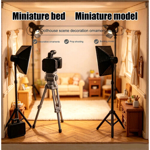Miniature Camera Stand – 3D Printed & Authentic – for Dollhouse Scene 1