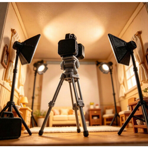 Miniature Camera Stand – 3D Printed & Authentic – for Dollhouse Scene 2