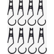 Lichthaak, buitententdoekclip, multifunctionele outdoor kampeeraccessoires, praktische kledingklem (8 stuks) zwart