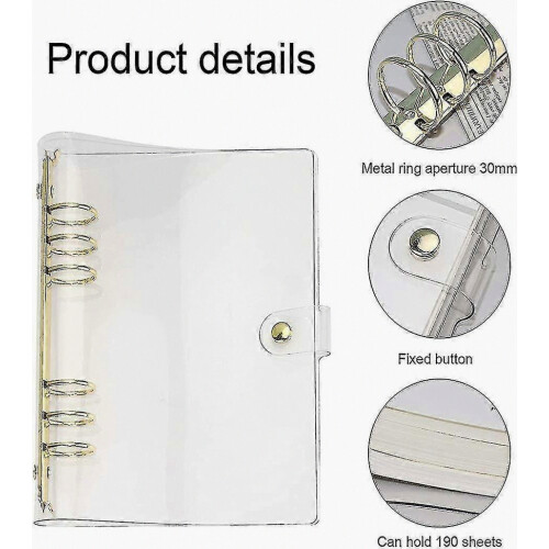 A5 Clear Notebook Cover Soft Pvc Binder Cover With 6 Extra Large Round Rings 2