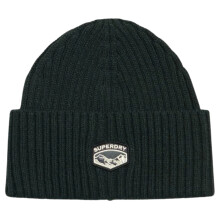 (One Size, Dark Pine Green Melange) Superdry Mens Chunky Rib Knitted Beanie