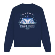 (S, Navy) K-Pop Demon Hunters Unisex Adult Happy Pawlidays Derpy Tiger Christmas Sweatshirt