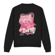 (L, Black/Pink) K-Pop Demon Hunters Unisex Adult Derpy & Sussie Gradient Logo Sweatshirt