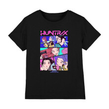 (12-13 Years, Black) K-Pop Demon Hunters Childrens/Kids Huntrix Neon Comic Anime T-Shirt