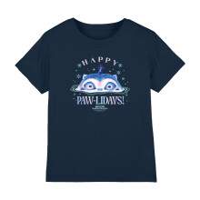 (12-13 Years, Navy) K-Pop Demon Hunters Childrens/Kids Happy Pawlidays Derpy Tiger Christmas T-Shirt