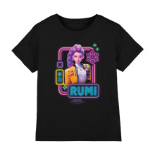 (12-13 Years, Black) K-Pop Demon Hunters Childrens/Kids Rumi Glowing Lights T-Shirt