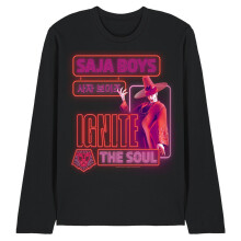 (S, Black) K-Pop Demon Hunters Unisex Adult Saja Boys Jinu Glowing Lights Long-Sleeved T-Shirt