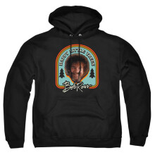 (XXL, Black) Bob Ross Unisex Adult Happy Little Trees Badge Hoodie