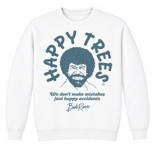 (XL, White) Bob Ross Unisex Adult We Don't Make Mistakes Sweatshirt