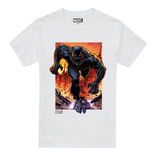 Black Panther (S, White) Black Panther Mens Explosion T-Shirt