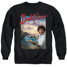 (M, Black) Bob Ross Unisex Adult Ocean Painter Sweatshirt