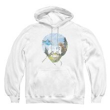 (XL, White) Bob Ross Unisex Adult Valley Hair Hoodie