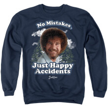 (M, Navy) Bob Ross Unisex Adult Just Happy Accidents Clouds Sweatshirt
