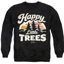 (S, Black) Bob Ross Unisex Adult Happy Little Trees Sun Sweatshirt