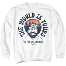 (M, White) Bob Ross Unisex Adult The World Is Yours Sweatshirt