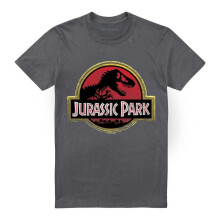(M, Charcoal) Jurassic Park Unisex Adult Stone Logo T-Shirt