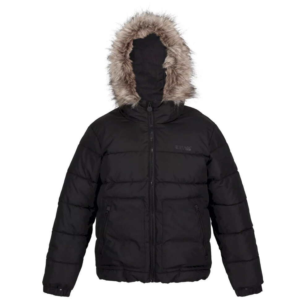 Regatta (11-12 Years, Black) Childrens/Kids Faux Fur Trim Parka