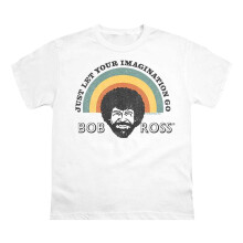 (5-6 Years, White) Bob Ross Childrens/Kids Just Let Your Imagination Go Rainbow T-Shirt