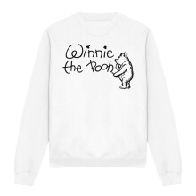 (M, White) Winnie the Pooh Unisex Adult Classic Logo Sweatshirt