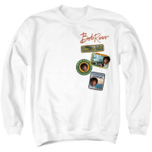 (L, White) Bob Ross Unisex Adult Badge Sweatshirt