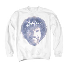 (S, White) Bob Ross Unisex Adult Face Sweatshirt