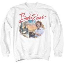 (M, White) Bob Ross Unisex Adult A Warm Winter Sweatshirt