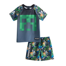 (5-6 Years, Green) Minecraft Boys Character Logo Swim Set