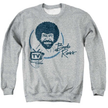 (XL, Athletic Heather) Bob Ross Unisex Adult TV's Favourite Painter Sweatshirt