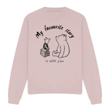 (M, Pink) Winnie the Pooh Unisex Adult My Favourite Story Is With You Piglet Sweatshirt