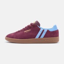 (12 UK, Burgundy/Sky Blue) Patrick Mens Monaco Suede Cupsole Trainers