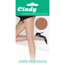 (One Size (UK Shoe 3-8), Natural) Cindy Womens/Ladies 15 Denier Sheer Stockings (1 Pair)