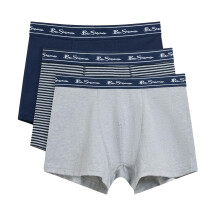 (L, Grey) Ben Sherman Mens Signature Striped Modern Boxer Shorts (Pack of 3)