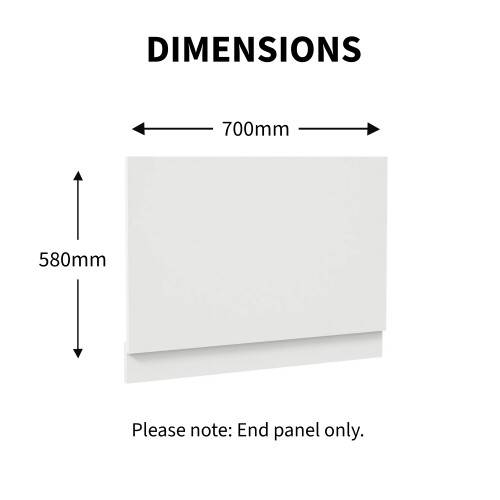 Modern Bathroom 700mm End Bath Panel 18mm MDF White Gloss Wooden Plinth Easy Cut 1