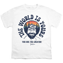 (12-13 Years, White) Bob Ross Childrens/Kids The World Is Yours T-Shirt