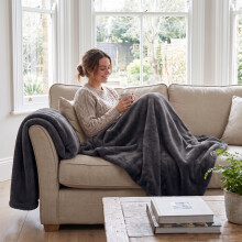 (2 Pack Super King, Grey) Faux Fur Fleece Blanket Throw 2 Pack – Soft Fluffy Sofa Cover & Cosy Warm Wrap