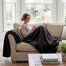 (2 Pack King, Black) Faux Fur Fleece Blanket Throw 2 Pack – Soft Fluffy Sofa Cover & Cosy Warm Wrap