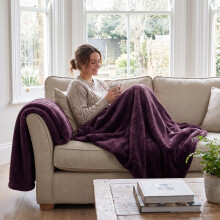 (2 Pack Single, Purple) Faux Fur Fleece Blanket Throw 2 Pack – Soft Fluffy Sofa Cover & Cosy Warm Wrap