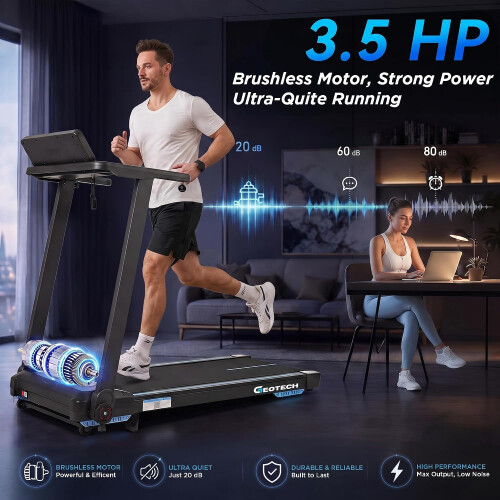 GEOTECH Foldable Treadmill for Home with 8% Inclin 2