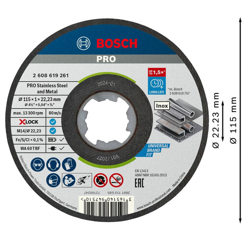 Bosch Bosch Professional Straight Cutting Disc Standard (for Inox, X-LOCK, 2