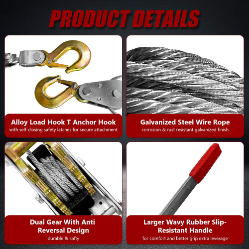 Come Along Winch 4 Ton, Heavy Duty Cable Puller, Rope Come Along 2