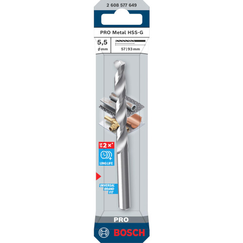 Bosch PRO Metal HSS-G, 5.5mm, CYL, 1 1