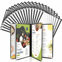 20 Pack A4 Menu Covers, WenYa Clear Recipe Card Holders with Black
