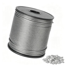 SDLDEER Stainless Steel Wire Rope 2mm x 100m, 304 Steel Cable 7x7