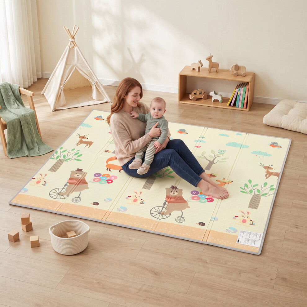 Aiyaplay Foldable Reversible Baby Play Mat 180 X 150 Cm, Animals & Forest
