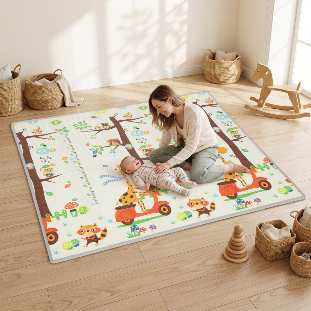 Aiyaplay Foldable Reversible Baby Play Mat 200 X 180 Cm, Tree & Forest