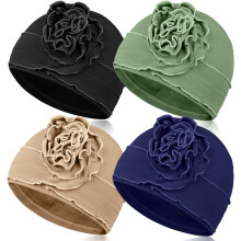 Samserot 4 Pieces Cotton Chemo Headwear for Women, Breathable Cancer
