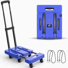 Ronlap Folding Hand Truck, 6 Wheels Fold Up Hand Cart with 2 Elastic