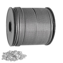 Wire Rope 304 Stainless Steel Cable with Aluminum Crimping Loops,
